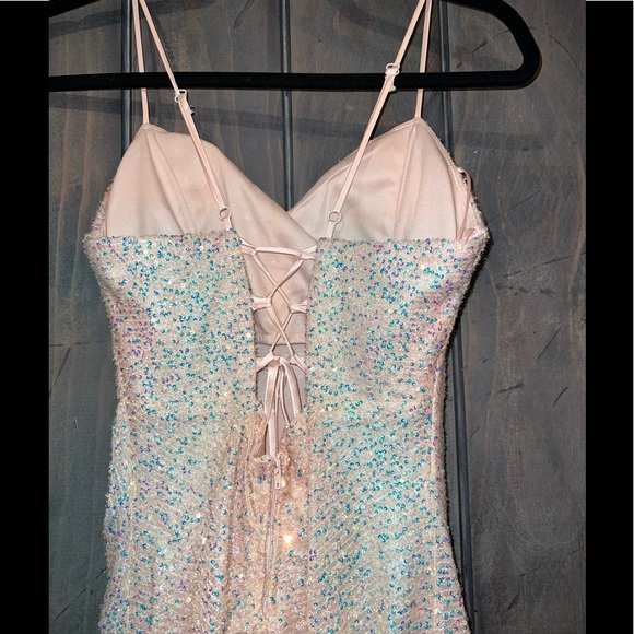 Prom Homecoming sequin long formal dress blush pink midnight doll - Picture 7 of 11